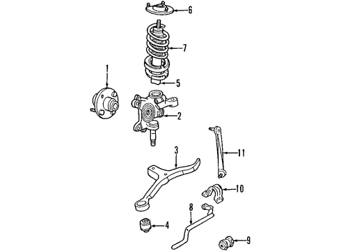 1998 Mercury Sable Front Suspension Components, Lower Control Arm, Stabilizer Bar Stabilizer Bar Bracket Diagram for YF1Z-5486-AA