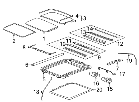 2009 Cadillac CTS Sunroof Side Bracket Diagram for 22777197