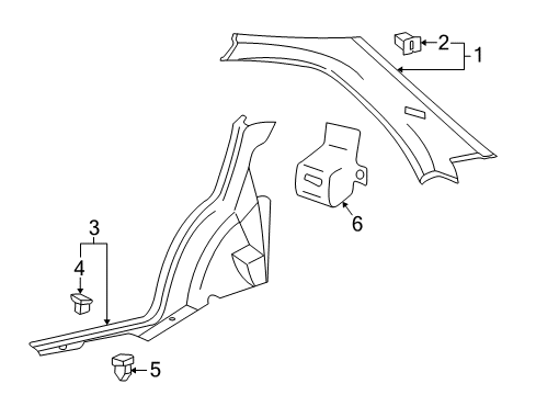 2000 Hyundai Accent Interior Trim - Quarter Panels Trim Assembly-Rear Pillar LH Diagram for 85850-25100-LT