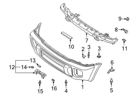 1998 Infiniti QX4 Front Bumper Nut-Hex Diagram for 08911-1402G