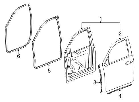 2018 GMC Yukon Front Door Front Weatherstrip Diagram for 22888056