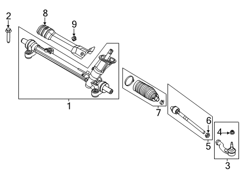 2022 Ford Escape Steering Gear & Linkage Outer Tie Rod Nut Diagram for -W520203-S440