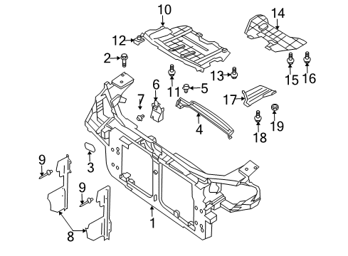 2003 Infiniti FX45 Radiator Support, Splash Shields Bolt Diagram for 08126-8202H