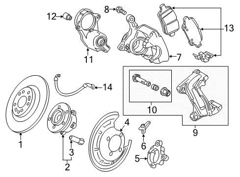 2018 Chevrolet Bolt EV Brake Components Rear Speed Sensor Diagram for 42654742