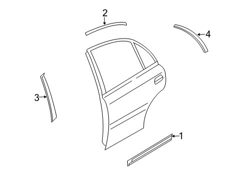 2002 Kia Rio Exterior Trim - Rear Door Protector-Side, NO3 Diagram for 0K30A506R3CXX