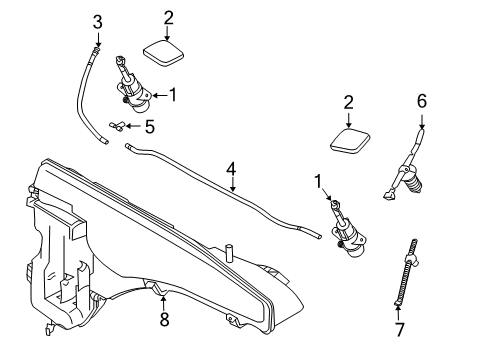 2010 BMW X6 Washer Components Hose Line, Headlight Cleaning System Diagram for 61667172484