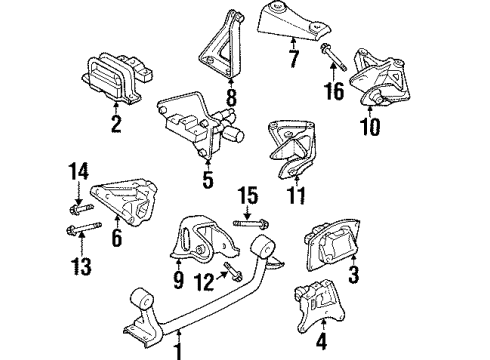 2000 Chrysler Cirrus Engine & Trans Mounting Bracket-Engine Mount Diagram for 4593246