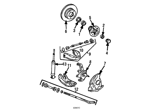 1986 Toyota Pickup Front Suspension Components, Lower Control Arm, Upper Control Arm, Stabilizer Bar Shaft Kit, Upper Suspension Arm Diagram for 04485-35030