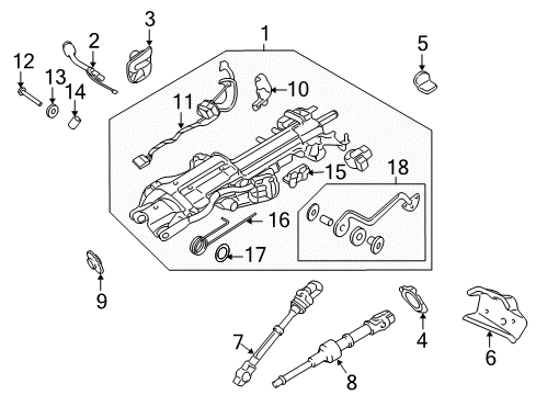 2003 Lincoln Navigator Housing & Components Lower Shaft Retainer Ring Diagram for 2C5Z-3C131-AA