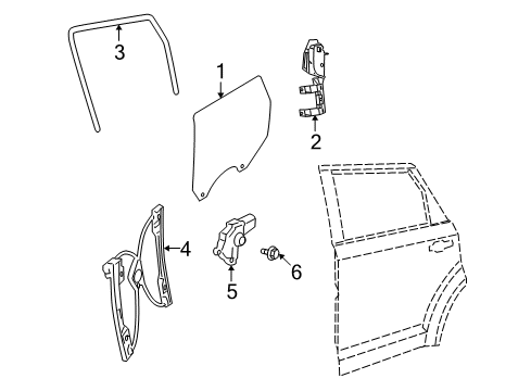 2017 Dodge Journey Front Door Channel-Rear Door Glass Diagram for 68043893AA