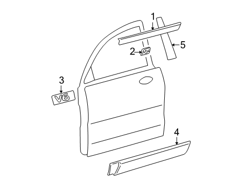 2001 Hyundai Santa Fe Exterior Trim - Front Door Garnish Assembly-Front Door, RH Diagram for 87722-26900