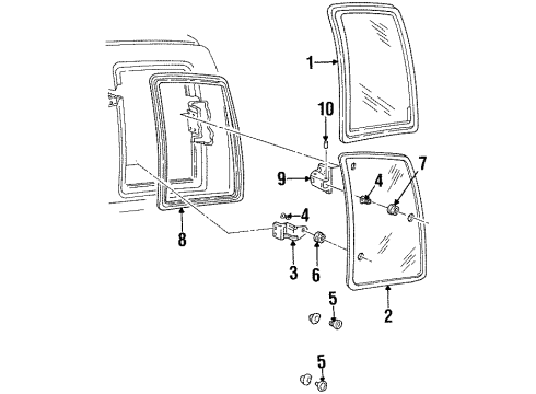 1994 GMC K1500 Side Glass Latch Unit-Side Vent Window Diagram for 15617821