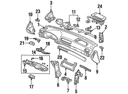 1997 Acura CL Instrument Panel Bolster, Driver Knee Diagram for 77893-SV4-A20