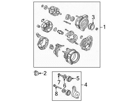 2004 Acura MDX Alternator Stay, Alternator Diagram for 31113-RCA-A00