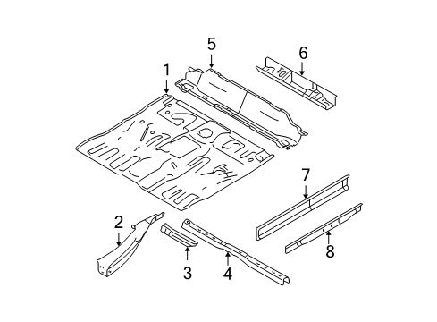 2010 Ford Escape Pillars, Rocker & Floor - Floor & Rails Center Floor Pan Diagram for 9L8Z-7811135-A