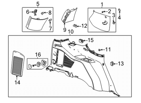 2021 GMC Yukon XL Interior Trim - Quarter Panels Lock Pillar Trim Diagram for 84773330