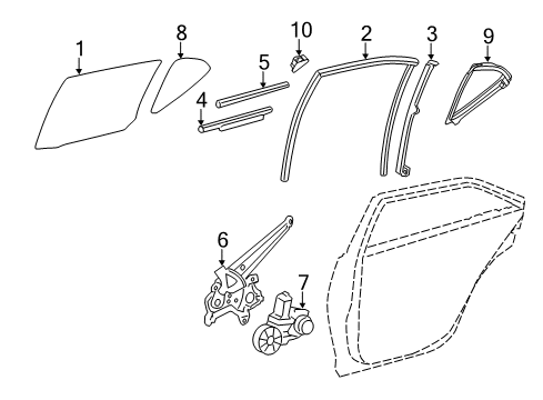 2015 Lexus CT200h Rear Door Bar Sub-Assembly, Rear Door Diagram for 67408-76010