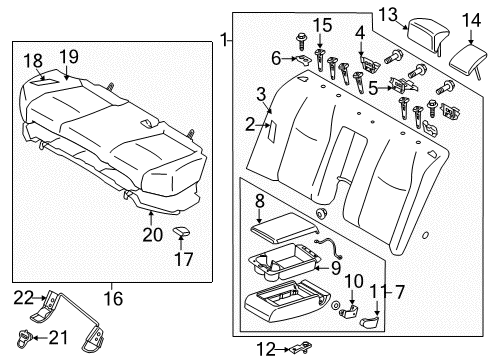 2013 Infiniti M35h Rear Seat Components Cushion Assembly Rear Seat Diagram for 88300-1MA3D