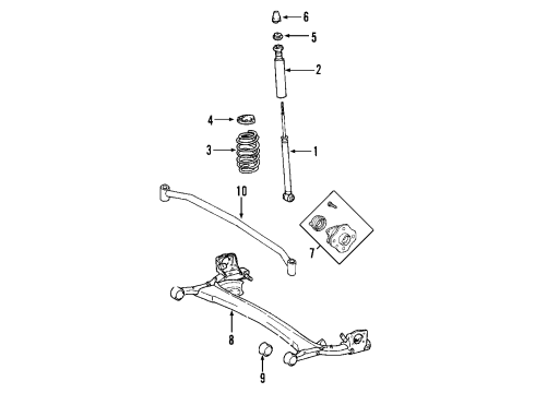 2007 Toyota Prius Rear Axle, Ride Control, Stabilizer Bar, Suspension Components Hub & Bearing Diagram for 42450-47030