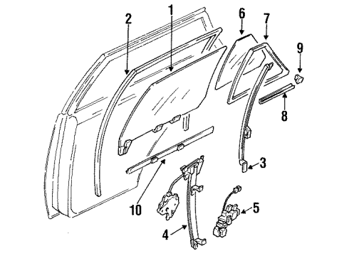 1985 Nissan Maxima Rear Door Regulator Door Window LH Diagram for 82721-04E04