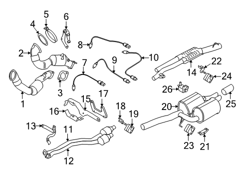 2009 BMW 528i Exhaust Components Down Pipe Flange Exhaust Gasket Diagram for 18307553603
