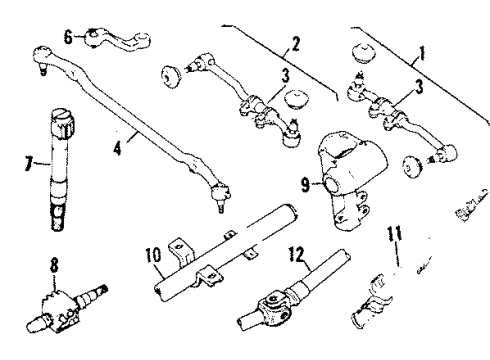 1985 Nissan 720 Steering Column & Wheel, Steering Gear & Linkage Rod Assy-Side Diagram for 48630-01W00