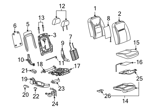 2010 Chevrolet Impala Passenger Seat Components Support Diagram for 19124786