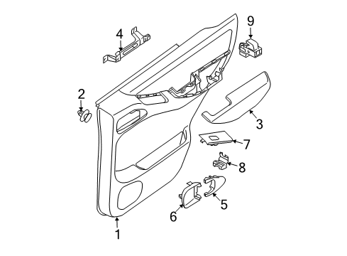 2011 Nissan Frontier Rear Door Escutcheon-Front Door Inside Handle, RH Diagram for 80682-EA703