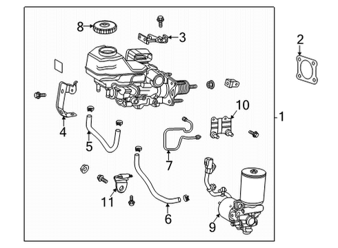 2021 Toyota RAV4 Prime Dash Panel Components Master Cylinder Assembly Diagram for 47050-42240