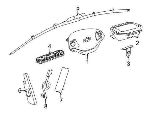 2020 Chevrolet Impala Air Bag Components Rear Seat Air Bag Diagram for 23173034
