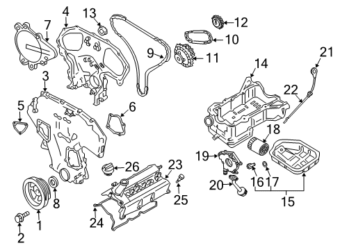 2005 Nissan Xterra Filters Cover-Belt, Back Diagram for 13570-ZA010