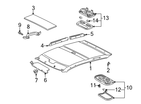 2003 Toyota Prius Interior Trim - Roof Map Lamp Assembly Diagram for 81260-12100-B3