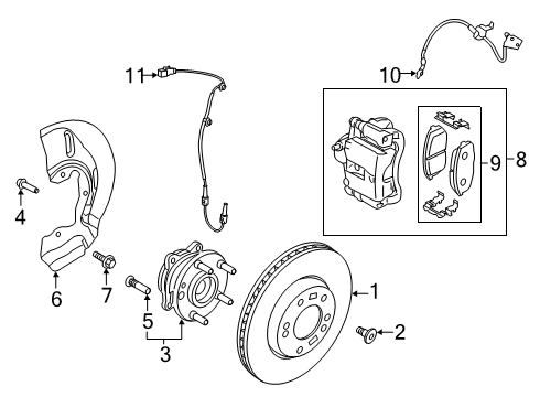 2022 Hyundai Kona Front Brakes Brake Assembly-FR, LH Diagram for 58110-J9050