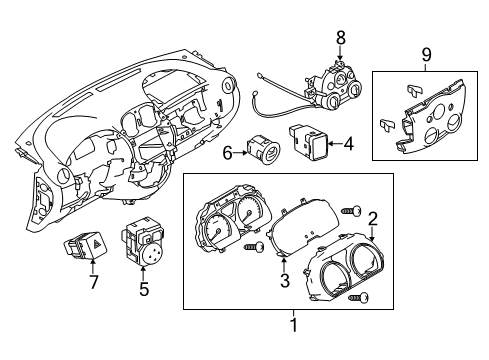 2016 Nissan Versa Note Switches Instrument Combination Meter Assembly Diagram for 24810-9ME0A