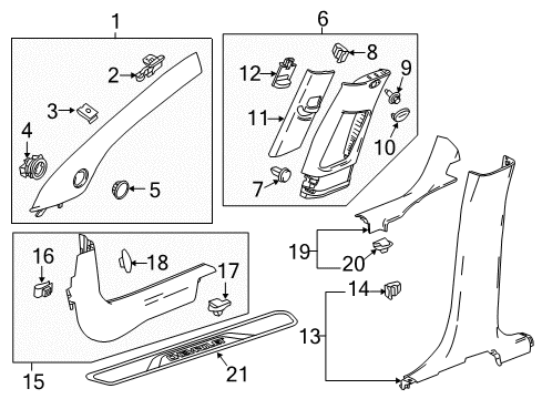 2015 Chevrolet Trax Interior Trim - Pillars, Rocker & Floor Molding Asm-Windshield Garnish *Titanium Diagram for 42363660