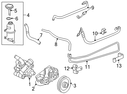 2007 Pontiac Solstice P/S Pump & Hoses, Steering Gear & Linkage Hose Asm, P/S Gear Inlet Diagram for 19167810