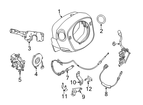 2013 Nissan NV2500 Shroud, Switches & Levers Steering Angle Sensor Assembly Diagram for 47945-3TA1A