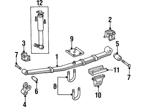 1999 Jeep Cherokee Rear Suspension Components, Stabilizer Bar SHACKLE-Spring Diagram for 52000507