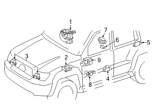 2016 Toyota Land Cruiser Air Bag Components Side Sensor Diagram for 89833-60071