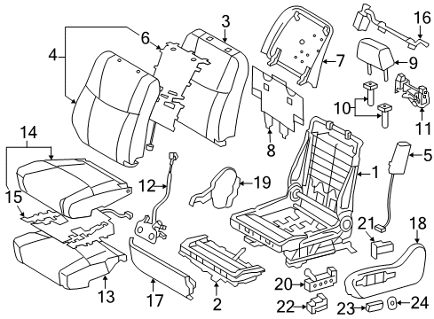 2011 Toyota Avalon Driver Seat Components Cushion Cover Diagram for 71072-07140-A0