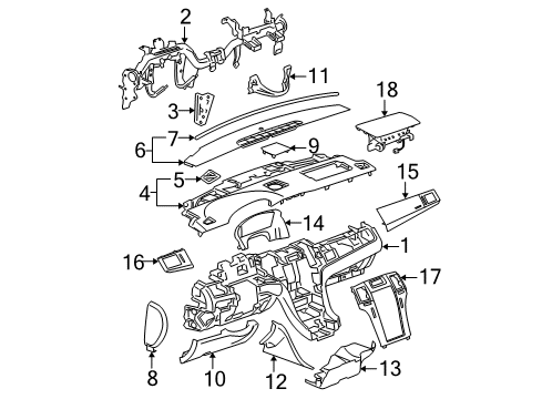 2012 Cadillac Escalade EXT Instrument Panel Side Trim Diagram for 22925348