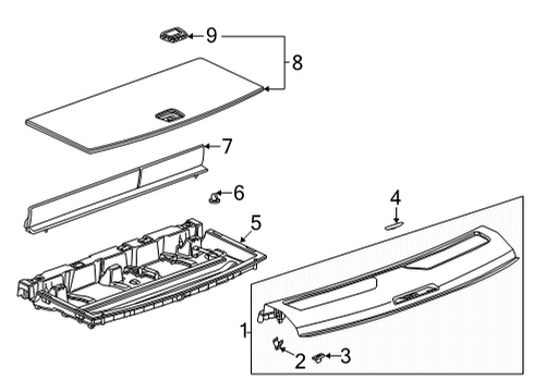 2021 Cadillac Escalade Interior Trim - Rear Body Luggage Cover Diagram for 84390977