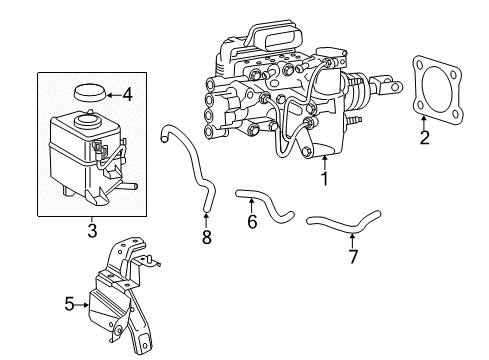 2018 Toyota RAV4 Hydraulic System Bracket, Reservoir Diagram for 47233-42010