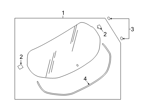 2017 Nissan Rogue Sport Lift Gate - Glass & Hardware Holder-Back Door Glass Diagram for 90356-6MA0A