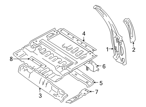 2003 Chevrolet Tracker Rear Body Panel, Floor & Rails Panel, Rear Floor (On Esn) Diagram for 30026897