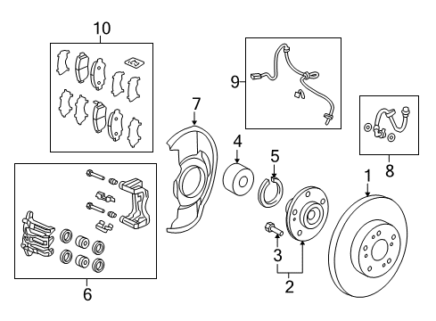 2012 Honda CR-V Brake Components Caliper Sub-Assembly, Left Front Diagram for 45019-T0B-A00