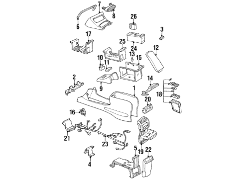 1998 Mercury Mountaineer Center Console, Sound System Console Panel Diagram for F5TZ78045A36D