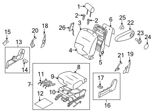 2010 Nissan Cube Passenger Seat Components Pad Assy-Cushion, Front Seat Diagram for 87311-1FH0A