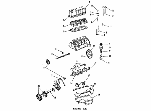 1986 Chevrolet Astro Engine Parts, Mounts, Cylinder Head & Valves, Camshaft & Timing, Oil Pan, Oil Pump, Crankshaft & Bearings, Pistons, Rings & Bearings Pump Asm, Oil Diagram for 12366006