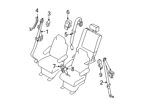 Diagram for 2008 Nissan Pathfinder Seat Belt 